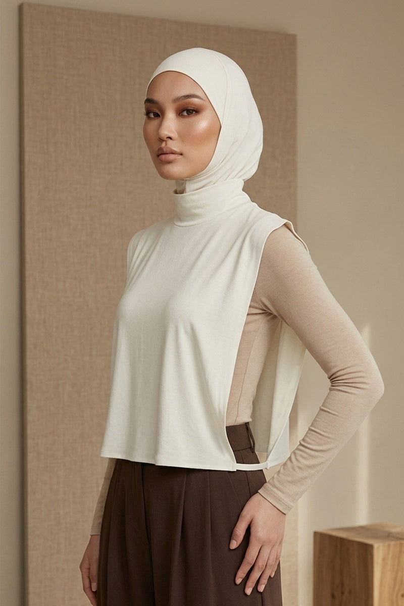 One-Piece Jersey Hijab & Neck Cover Set, Full Coverage Bonnet,DK-2