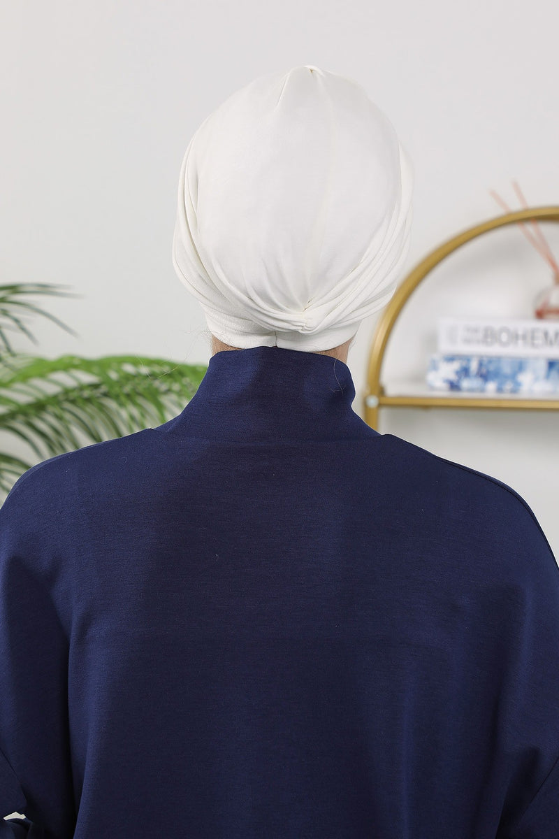 One Size Twist Front Bonnet Hijab, Soft Stretch Double Face Fabric Turban for Women, Modest All Seasons Underscarf Cap,B-9O