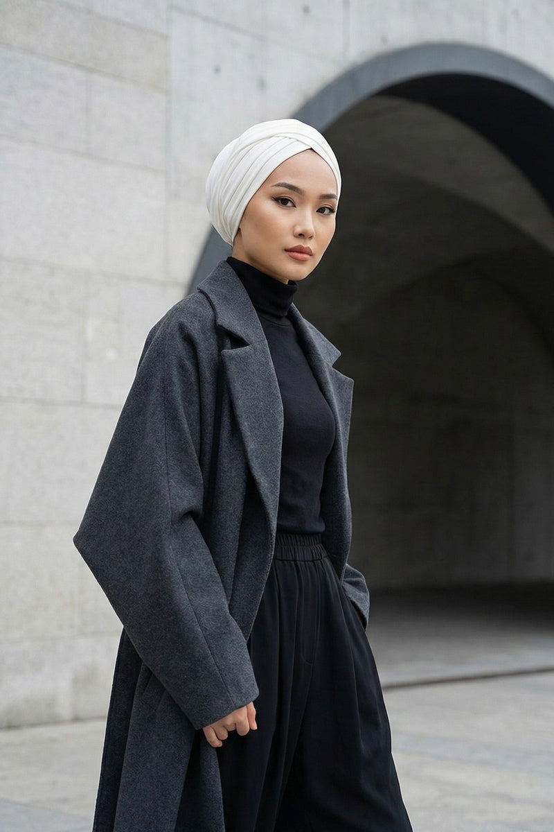 One Size Twist Front Bonnet Hijab, Soft Stretch Double Face Fabric Turban for Women, Modest All Seasons Underscarf Cap,B-9O