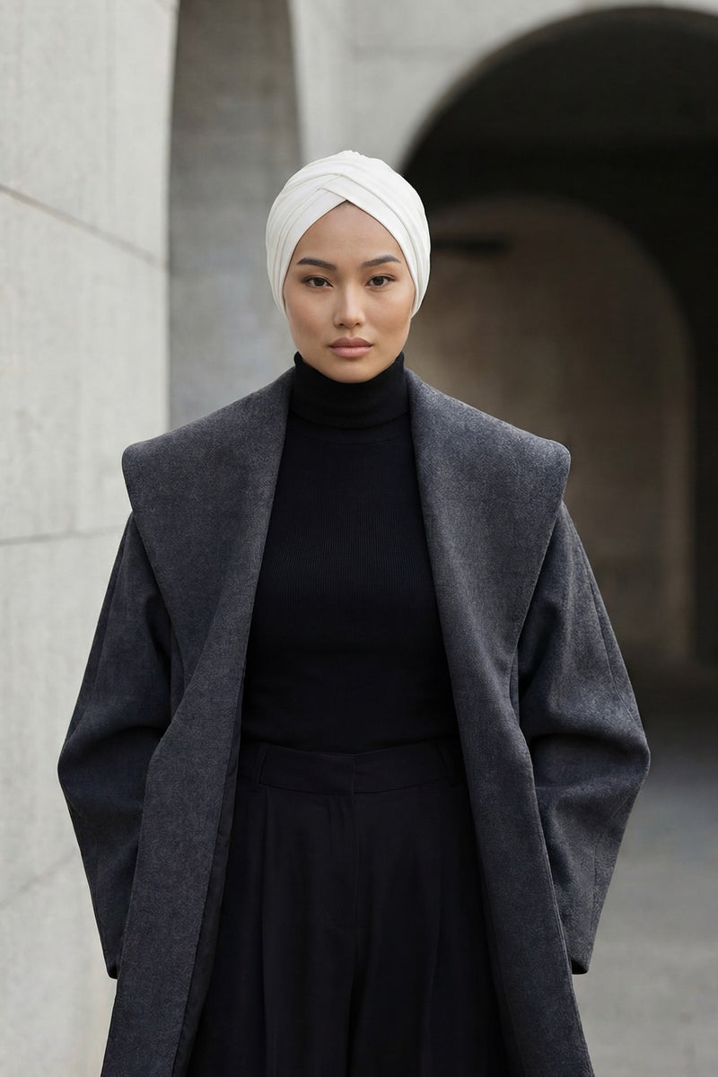 One Size Twist Front Bonnet Hijab, Soft Stretch Double Face Fabric Turban for Women, Modest All Seasons Underscarf Cap,B-9O