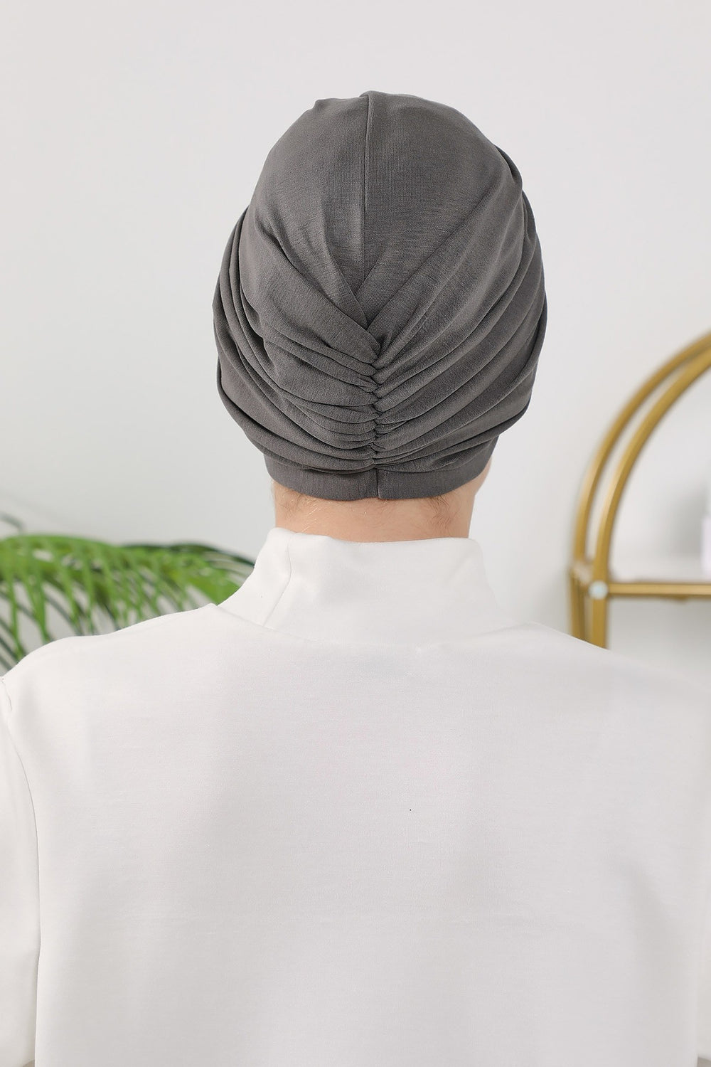 One Size Twist Front Bonnet Hijab, Soft Stretch Double Face Fabric Turban for Women, Modest All Seasons Underscarf Cap,B-9O Anthracite