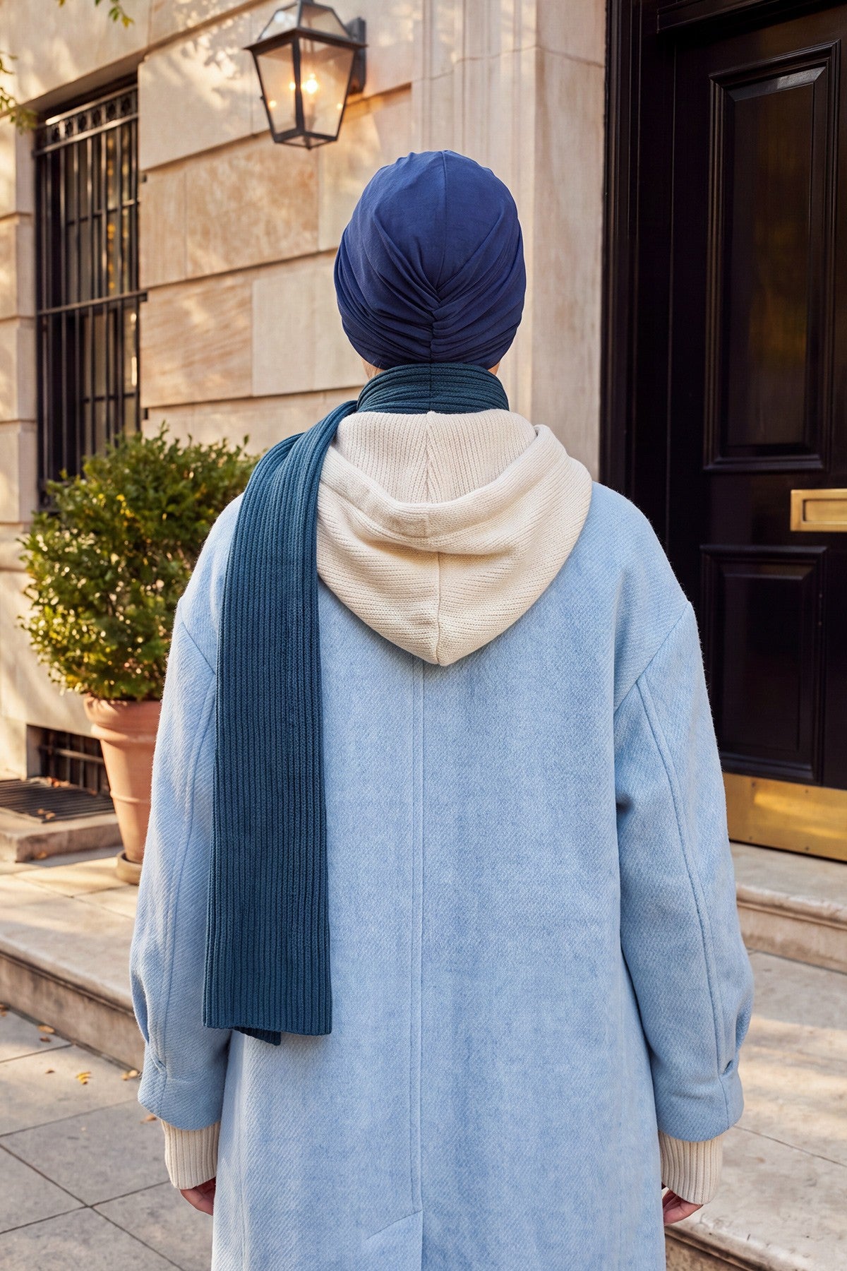 One Size Twist Front Bonnet Hijab, Soft Stretch Double Face Fabric Turban for Women, Modest All Seasons Underscarf Cap,B-9O