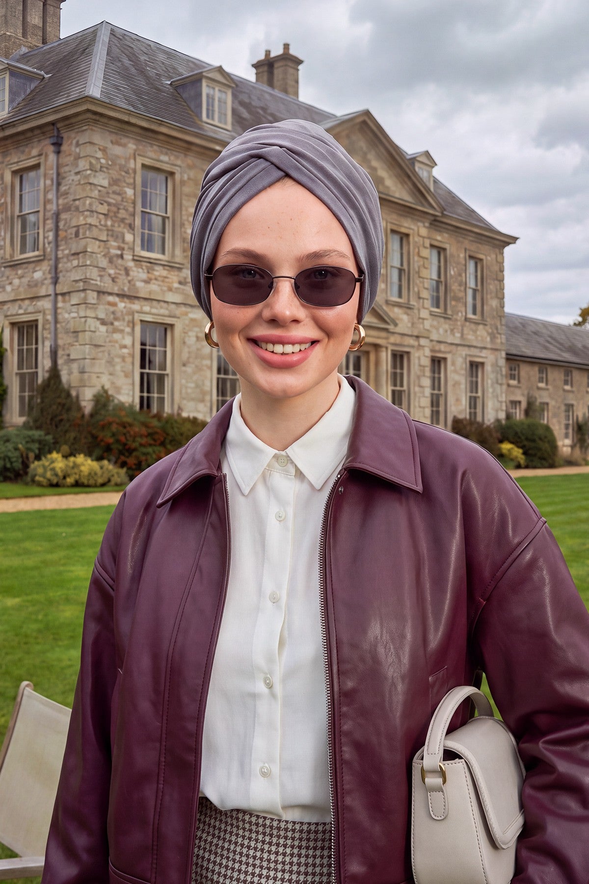 One Size Twist Front Bonnet Hijab, Soft Stretch Double Face Fabric Turban for Women, Modest All Seasons Underscarf Cap,B-9O Anthracite