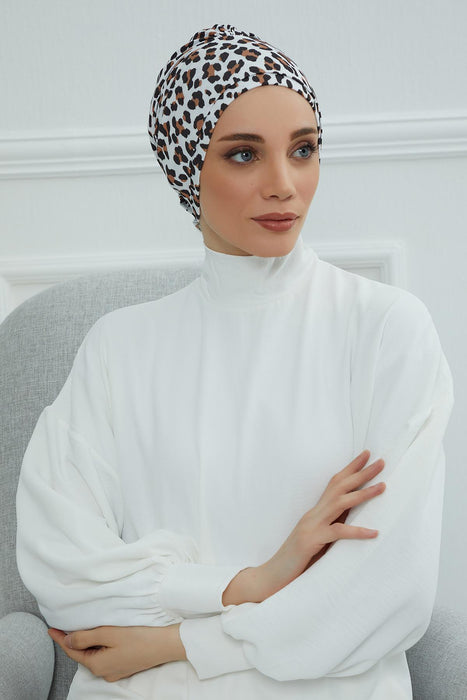 Cotton Printed Instant Turban Scarf For Women with Rose Detail at the Back Side, Stylish Patterned Elegant Turban Bonnet Cap,B-53YD