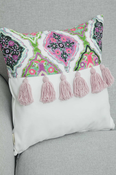 Patterned Tasseled Cushion Cover,K-271