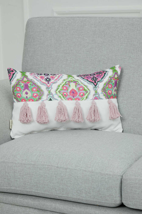 Patterned Tasseled Rectangle Cushion Cover,K-273