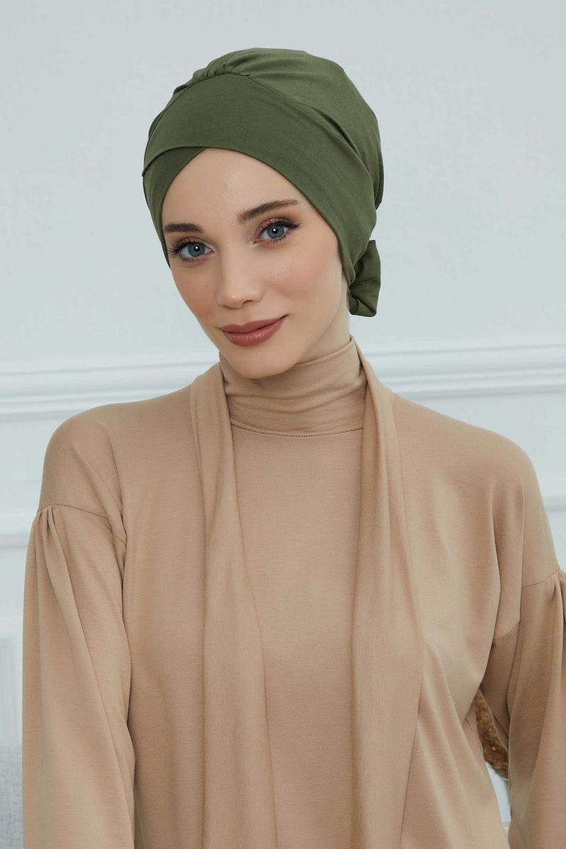 Plain Instant Turban Cotton Scarf Head Wrap, Belted Turban Bonnet for Women, Chic Design Instant Turban Hijab, Plain Chemo Bonnet Cap,B-31