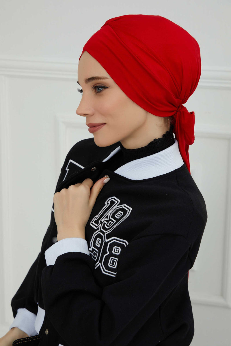 Plain Instant Turban Cotton Scarf Head Wrap, Belted Turban Bonnet for Women, Chic Design Instant Turban Hijab, Plain Chemo Bonnet Cap,B-31