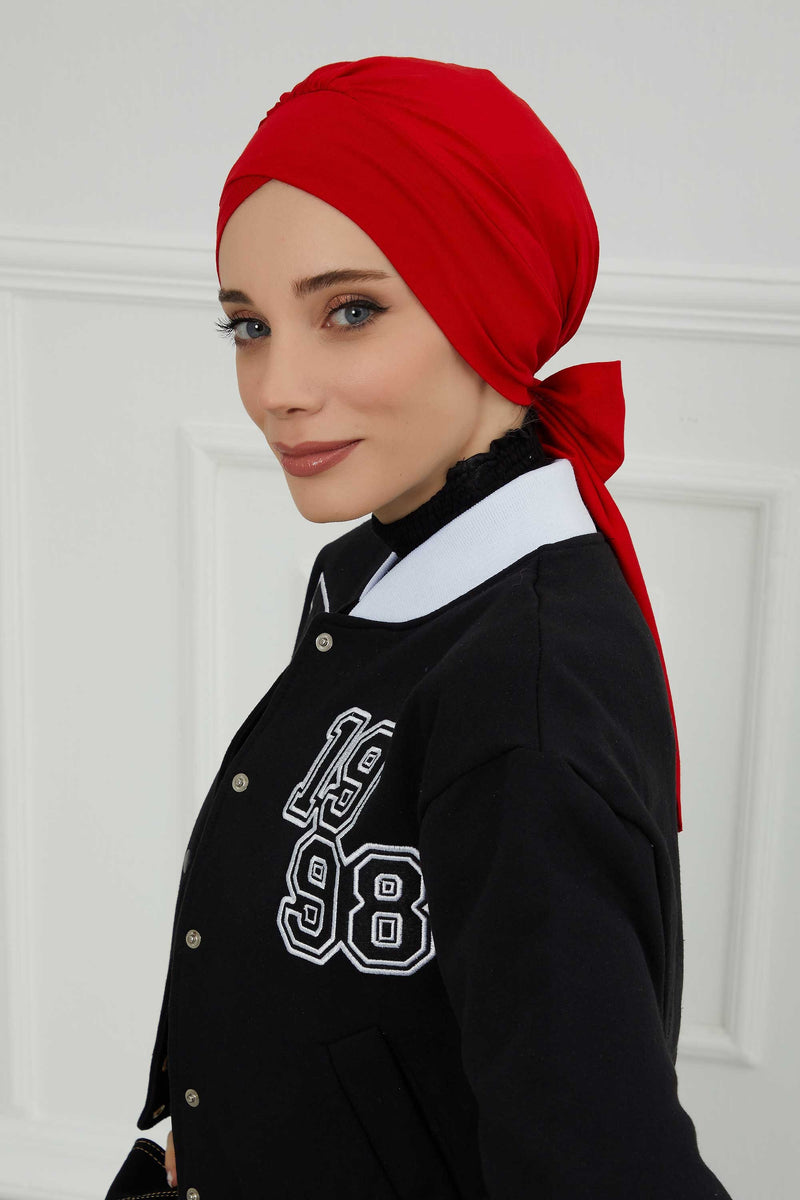 Plain Instant Turban Cotton Scarf Head Wrap, Belted Turban Bonnet for Women, Chic Design Instant Turban Hijab, Plain Chemo Bonnet Cap,B-31