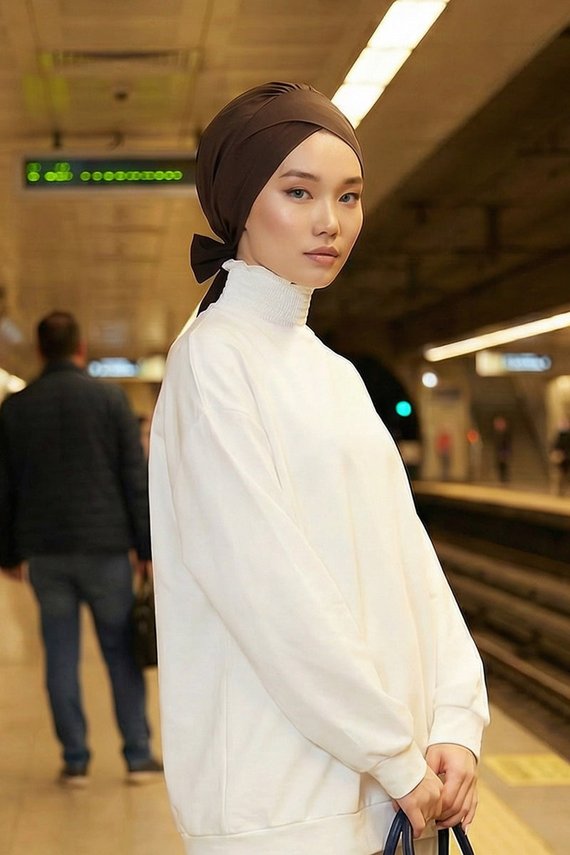 Plain Instant Turban Cotton Scarf Head Wrap, Belted Turban Bonnet for Women, Chic Design Instant Turban Hijab, Plain Chemo Bonnet Cap,B-31