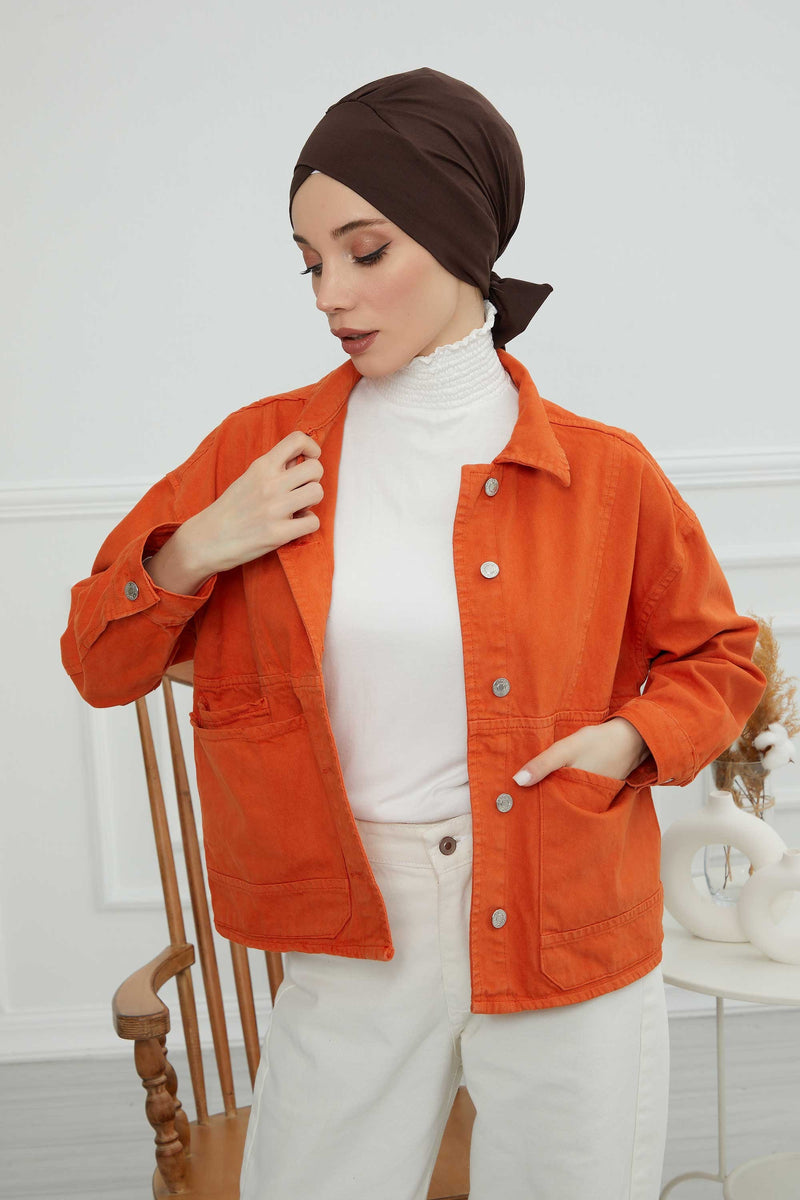 Plain Instant Turban Cotton Scarf Head Wrap, Belted Turban Bonnet for Women, Chic Design Instant Turban Hijab, Plain Chemo Bonnet Cap,B-31