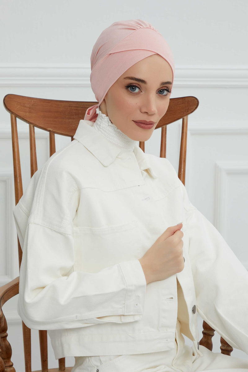 Plain Instant Turban Cotton Scarf Head Wrap, Belted Turban Bonnet for Women, Chic Design Instant Turban Hijab, Plain Chemo Bonnet Cap,B-31