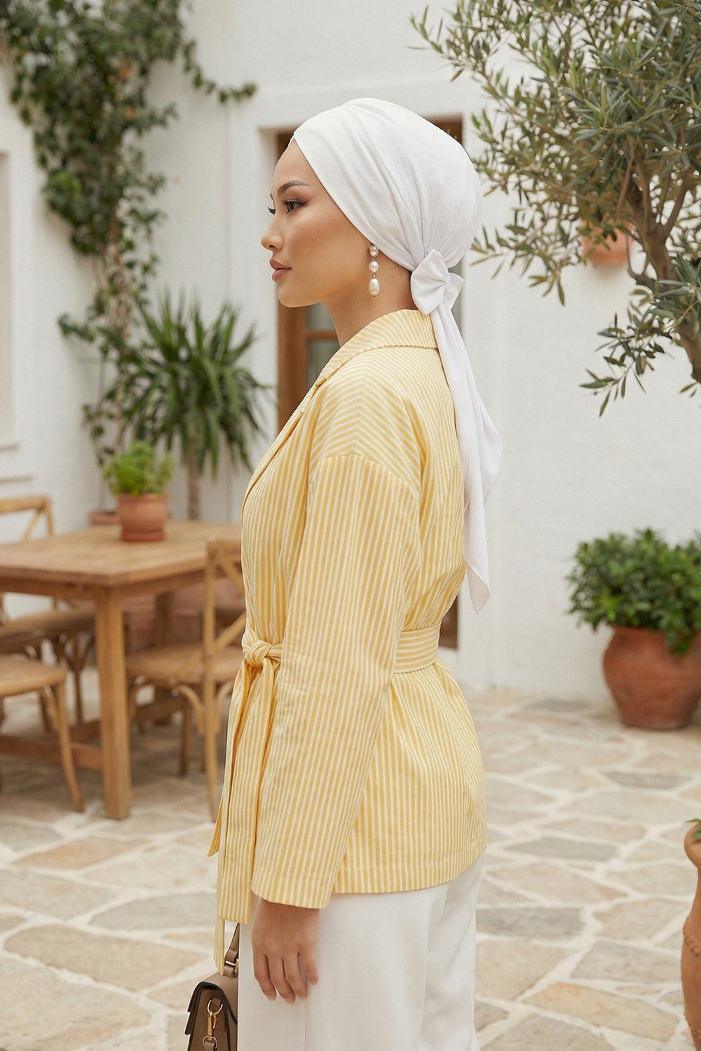 Plain Instant Turban Cotton Scarf Head Wrap, Belted Turban Bonnet for Women, Chic Design Instant Turban Hijab, Plain Chemo Bonnet Cap,B-31 White