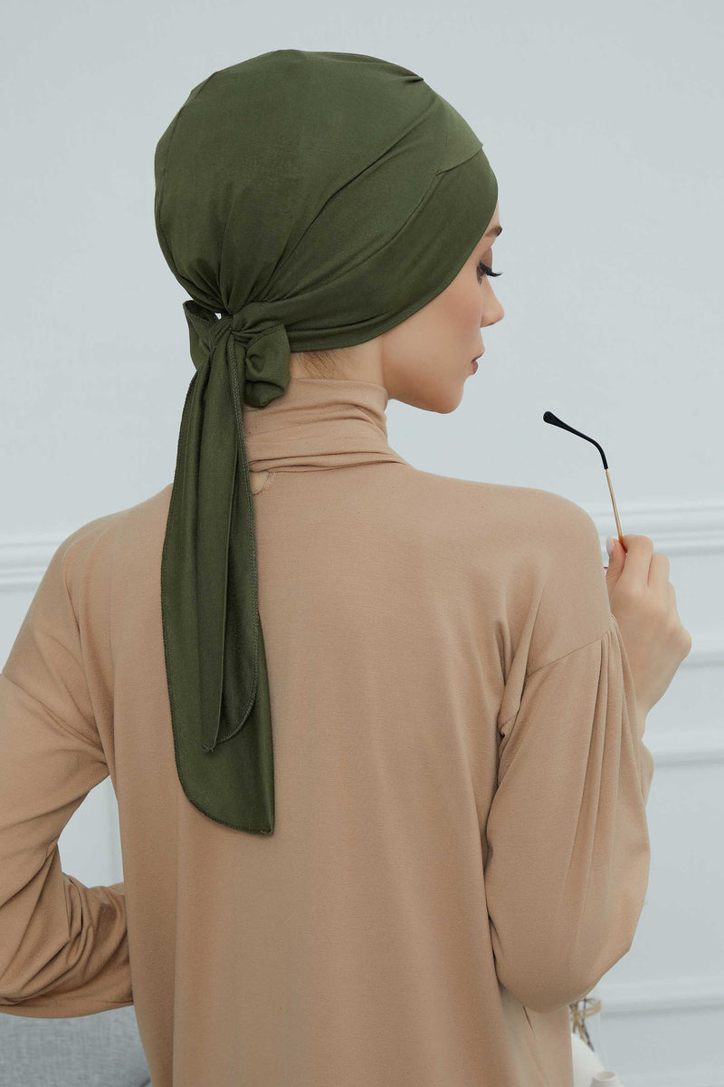 وشاح عمامة قطني سادة فوري للرأس، غطاء رأس عمامة بحزام للنساء، حجاب عمامة فوري بتصميم أنيق، قبعة بونيه كيميائي سادة، B-31