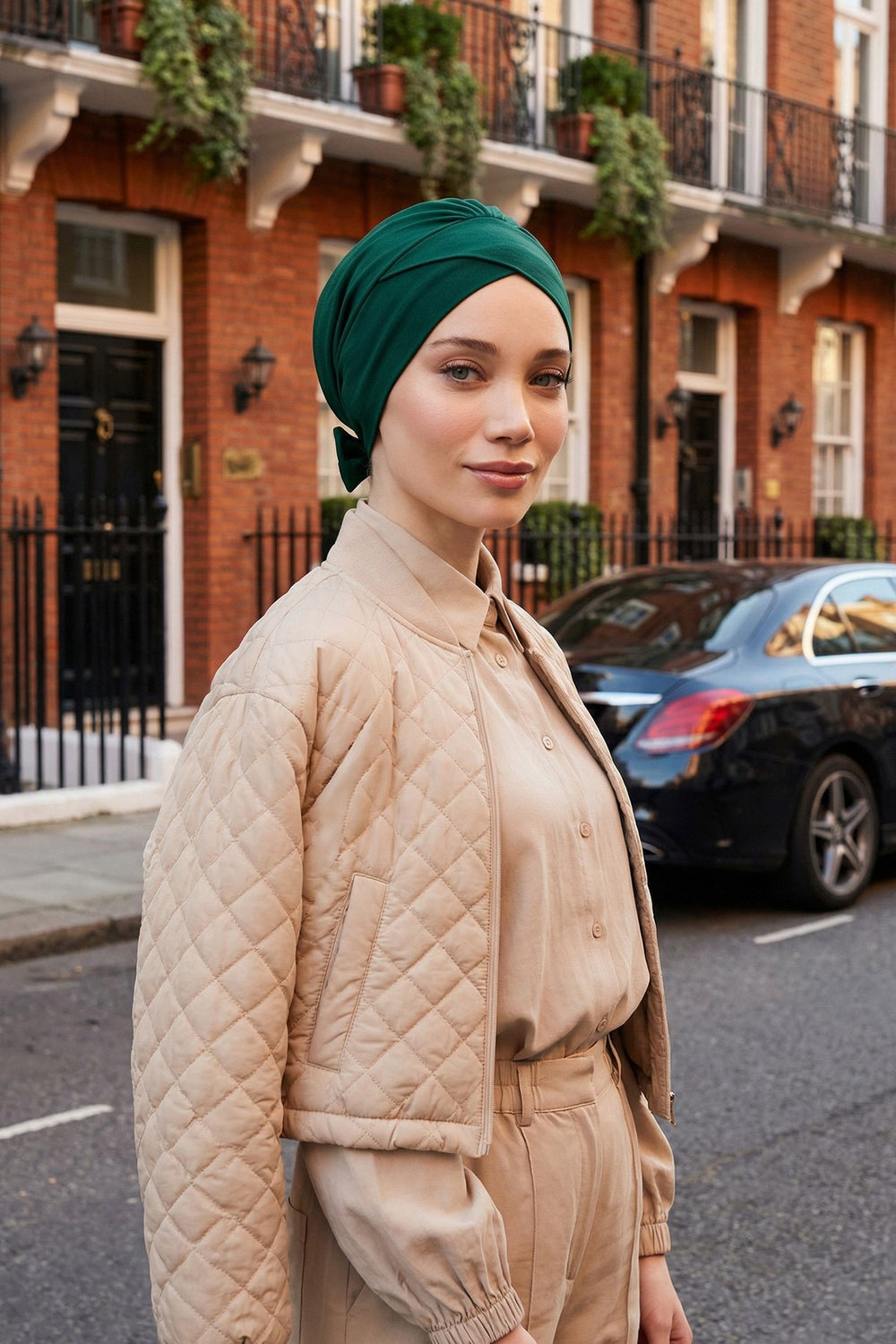 Plain Instant Turban Cotton Scarf Head Wrap, Belted Turban Bonnet for Women, Chic Design Instant Turban Hijab, Plain Chemo Bonnet Cap,B-31 Green