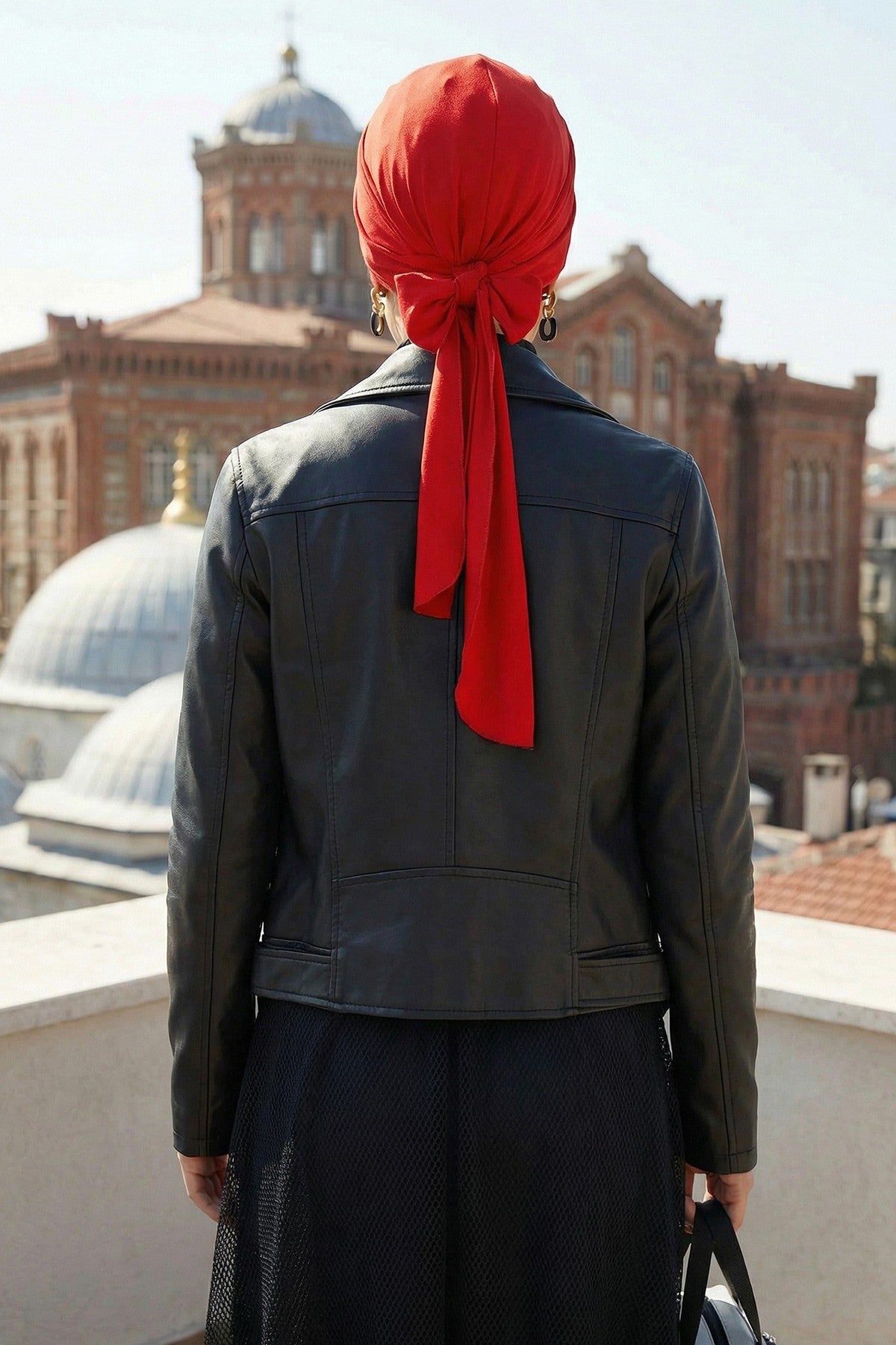 Plain Instant Turban Cotton Scarf Head Wrap, Belted Turban Bonnet for Women, Chic Design Instant Turban Hijab, Plain Chemo Bonnet Cap,B-31 Red