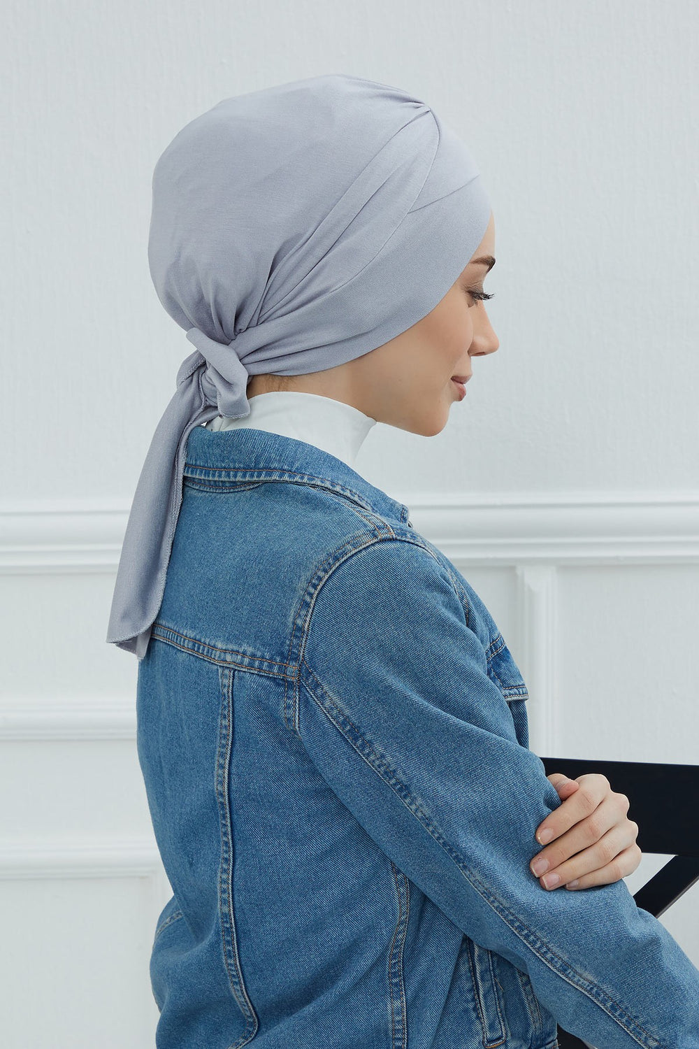 Plain Instant Turban Cotton Scarf Head Wrap, Belted Turban Bonnet for Women, Chic Design Instant Turban Hijab, Plain Chemo Bonnet Cap,B-31 Grey 2