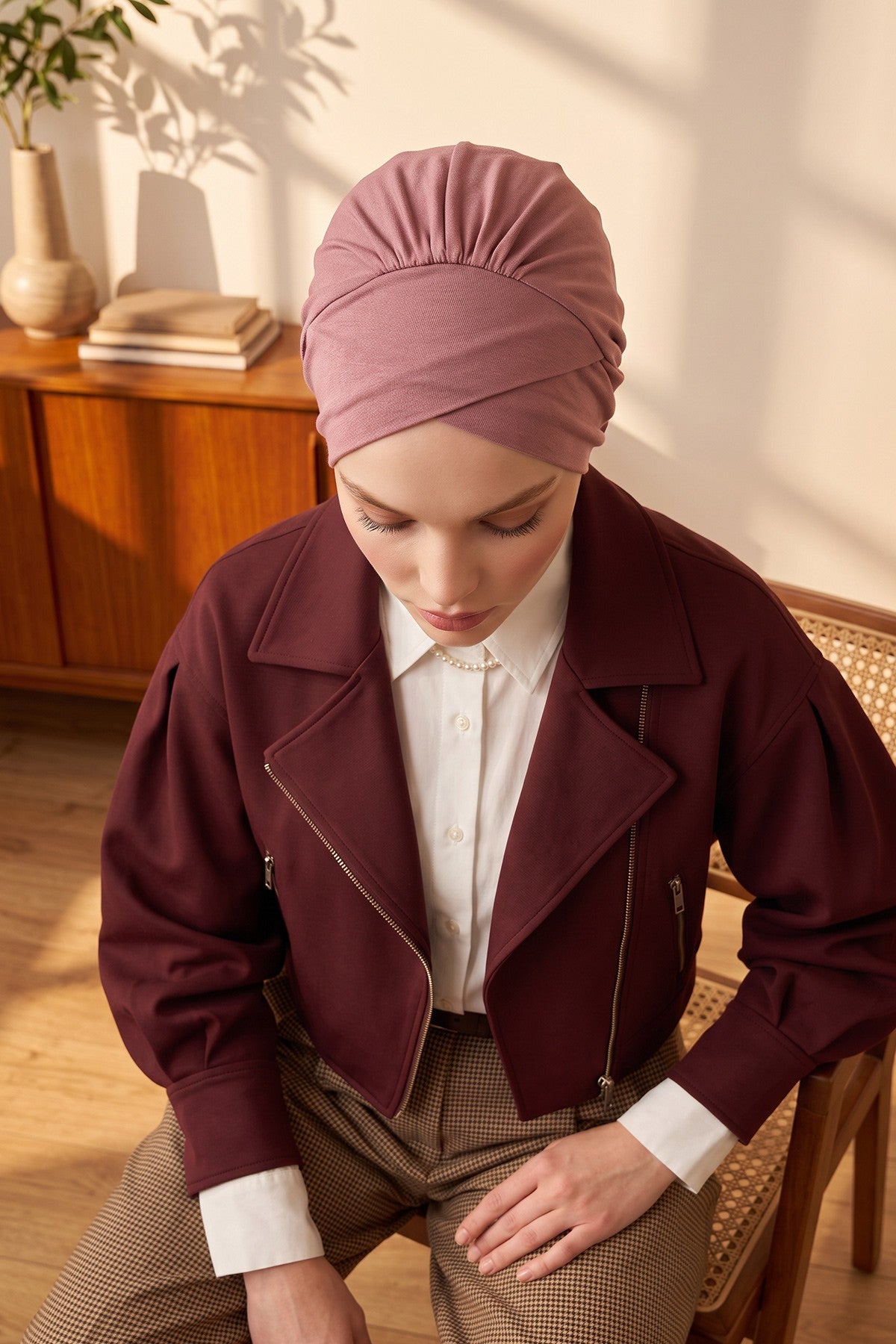 Plain Instant Turban Cotton Scarf Head Wrap, Belted Turban Bonnet for Women, Chic Design Instant Turban Hijab, Plain Chemo Bonnet Cap,B-31