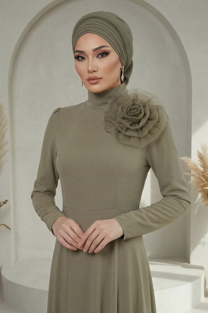 Pleated Aerobin Instant Turban for Women, Pre-Tied Modest Headwrap, Wrinkle-Resistant and Breathable Hijab Cap,HT-108A