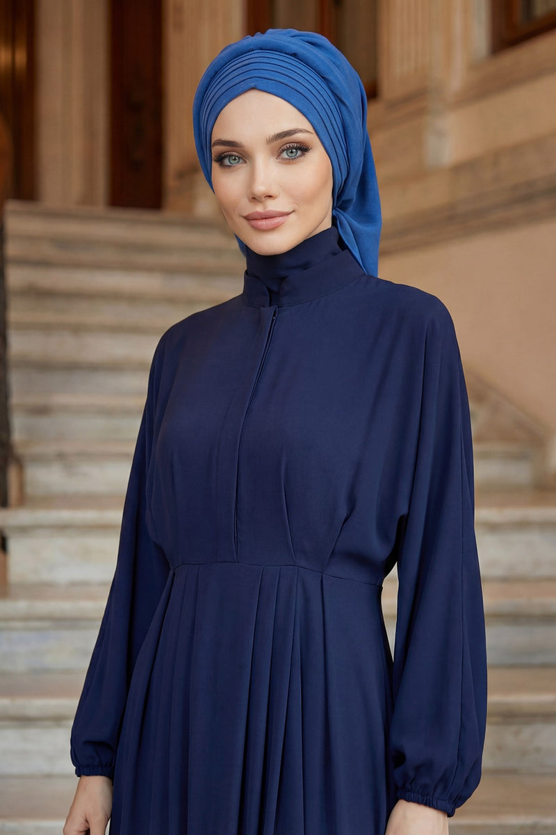 Pleated Aerobin Instant Turban for Women, Pre-Tied Modest Headwrap, Wrinkle-Resistant and Breathable Hijab Cap,HT-108A