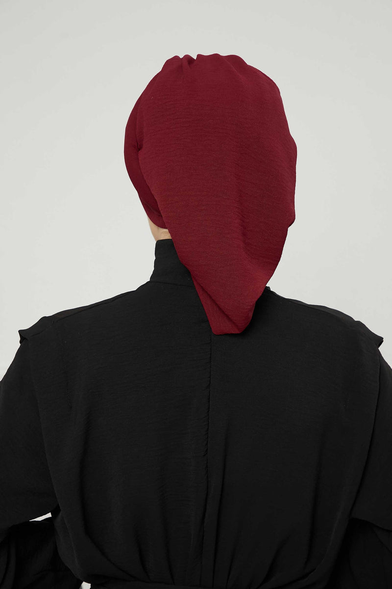 Pleated Aerobin Instant Turban for Women, Pre-Tied Modest Headwrap, Wrinkle-Resistant and Breathable Hijab Cap,HT-108A