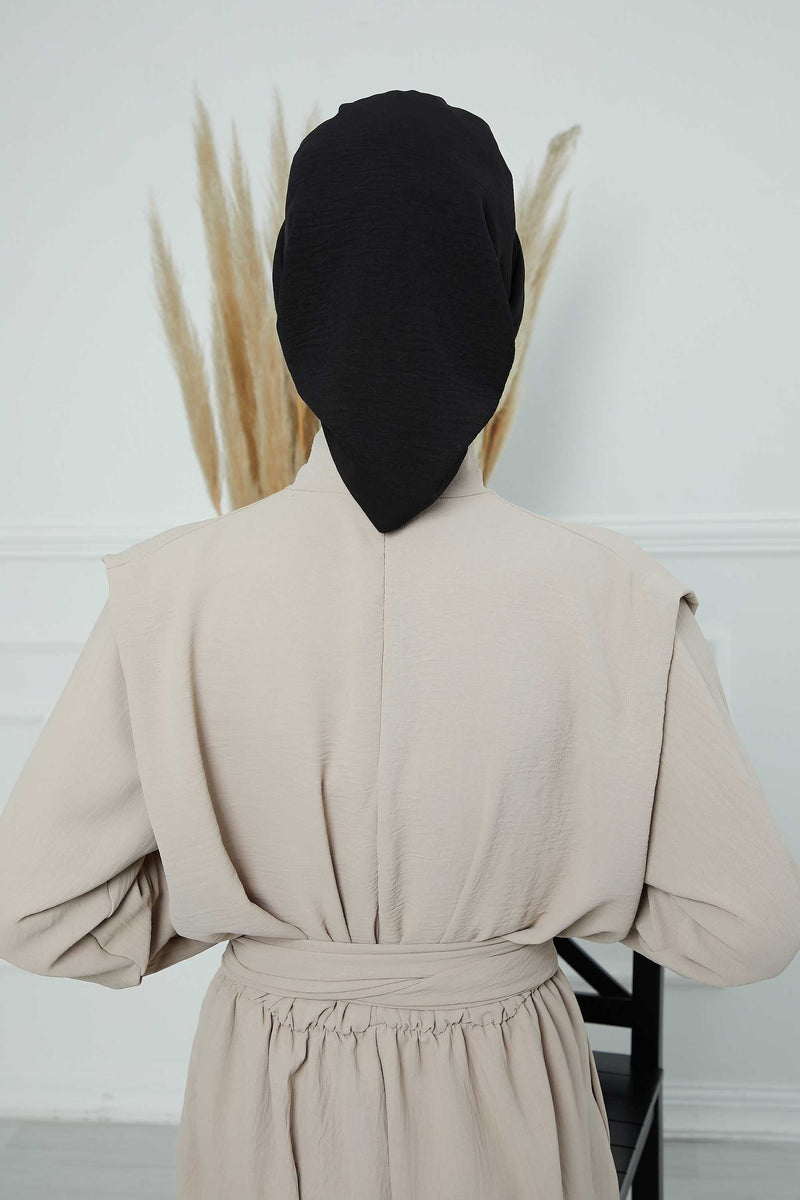 Pleated Aerobin Instant Turban for Women, Pre-Tied Modest Headwrap, Wrinkle-Resistant and Breathable Hijab Cap,HT-108A