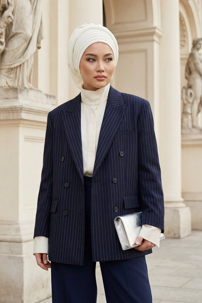 Pleated Aerobin Instant Turban for Women, Pre-Tied Modest Headwrap, Wrinkle-Resistant and Breathable Hijab Cap,HT-108A