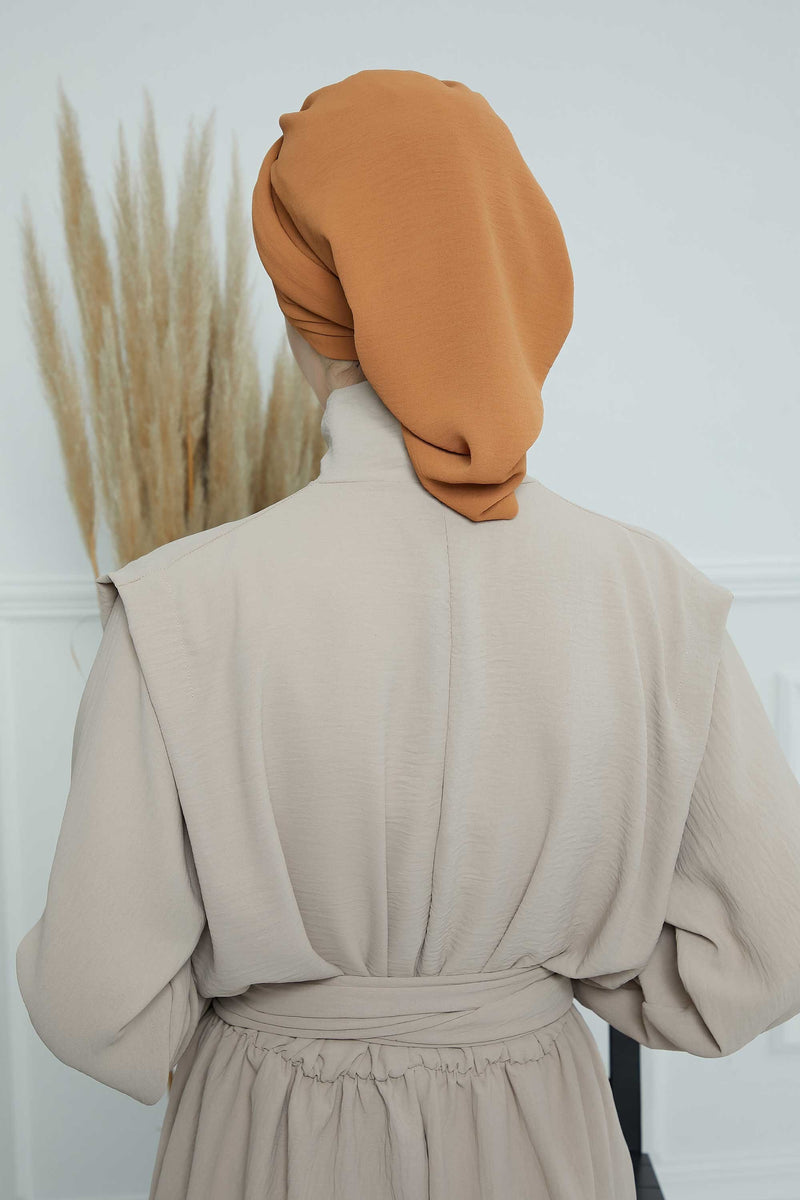 Pleated Aerobin Instant Turban for Women, Pre-Tied Modest Headwrap, Wrinkle-Resistant and Breathable Hijab Cap,HT-108A