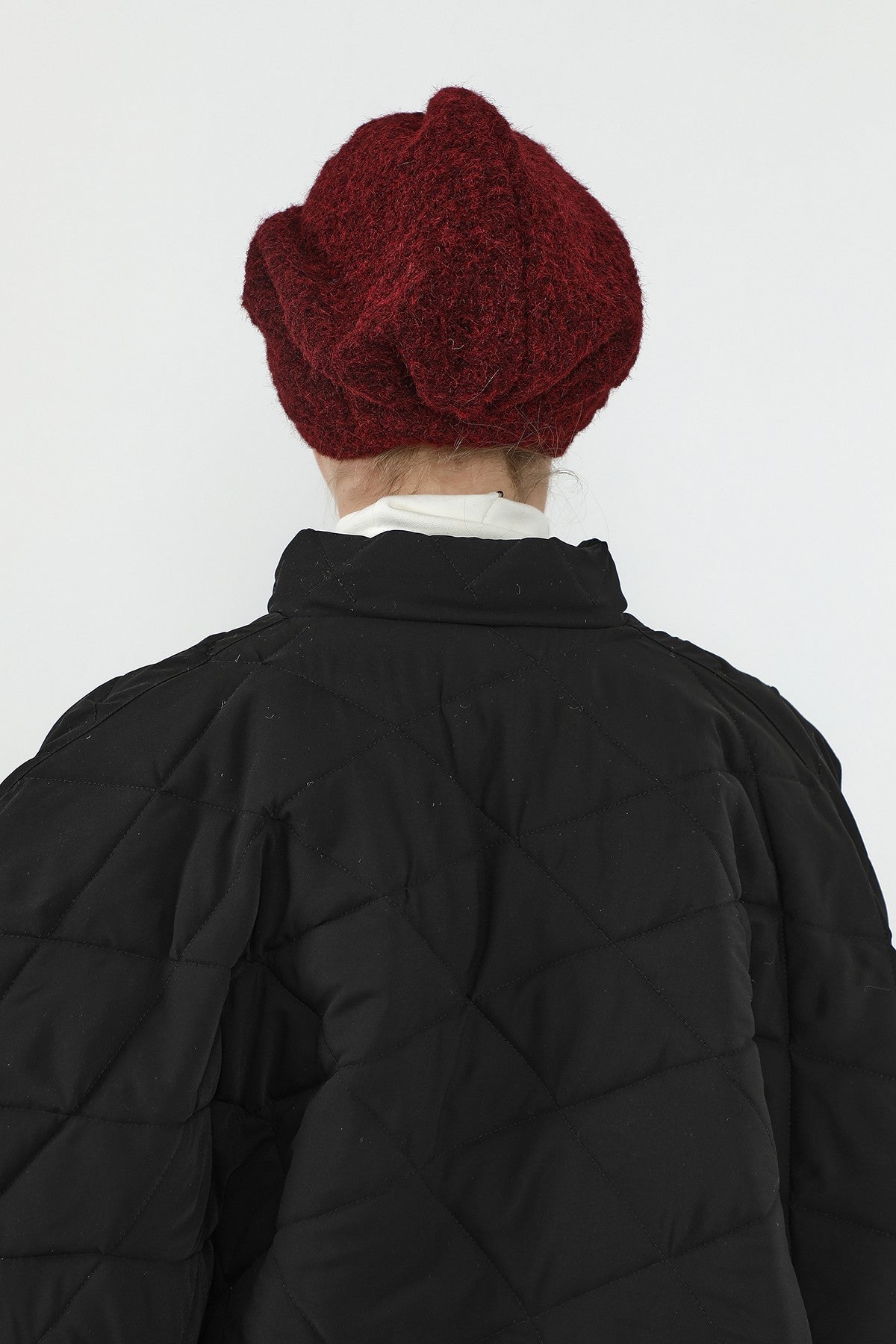 Pleated Bouclé Wool Winter Hijab Cap, Soft Textured Modest Women’s Beanie,B-98TK