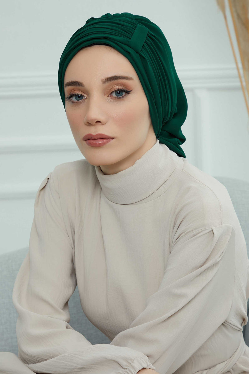 عمامة فورية وشاح شيفون للرأس للنساء أغطية رأس بتصميم أنيق وأنيق، HT-107