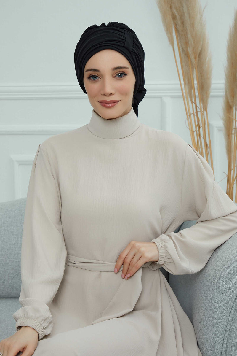 عمامة فورية وشاح شيفون للرأس للنساء أغطية رأس بتصميم أنيق وأنيق، HT-107