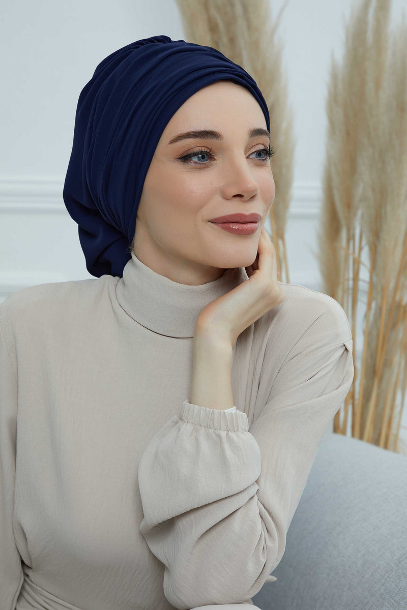 عمامة فورية وشاح شيفون للرأس للنساء أغطية رأس بتصميم أنيق وأنيق، HT-107