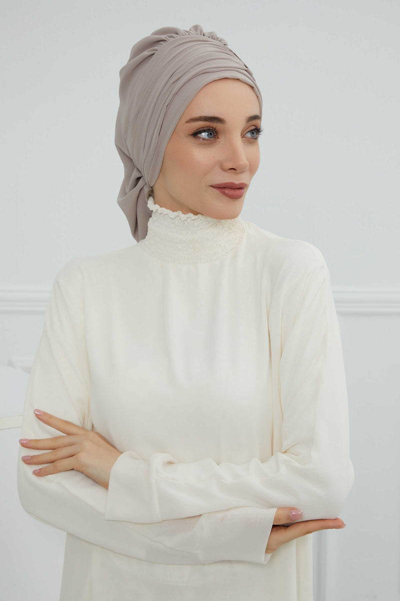 عمامة فورية وشاح شيفون للرأس للنساء أغطية رأس بتصميم أنيق وأنيق، HT-107