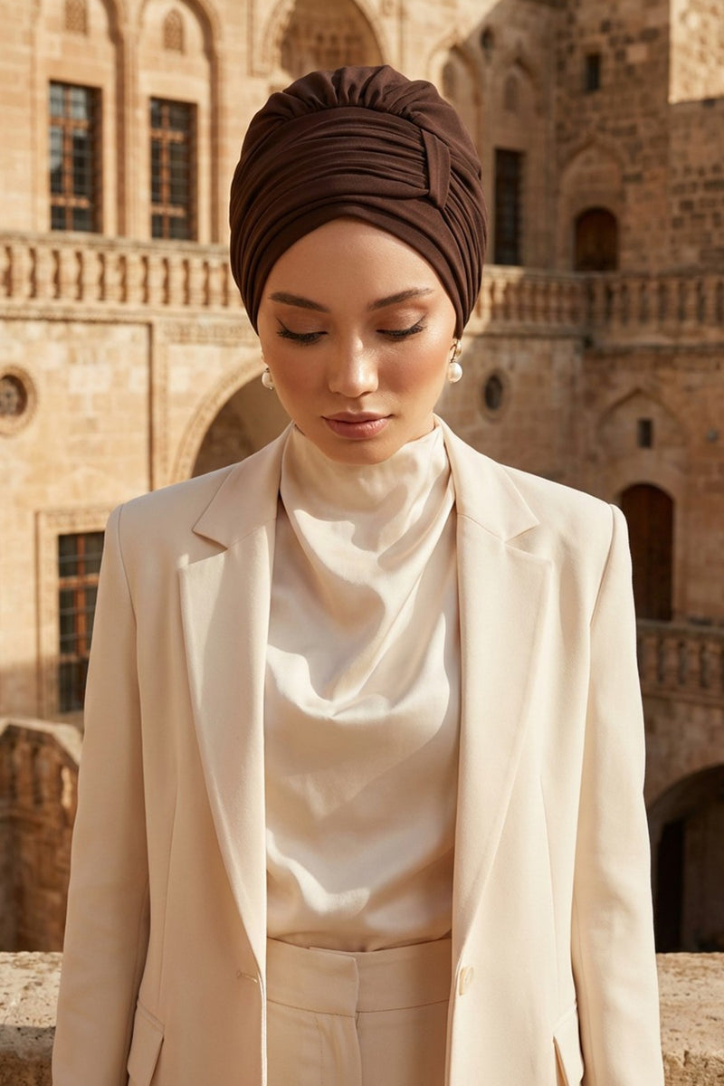 عمامة فورية وشاح شيفون للرأس للنساء أغطية رأس بتصميم أنيق وأنيق، HT-107