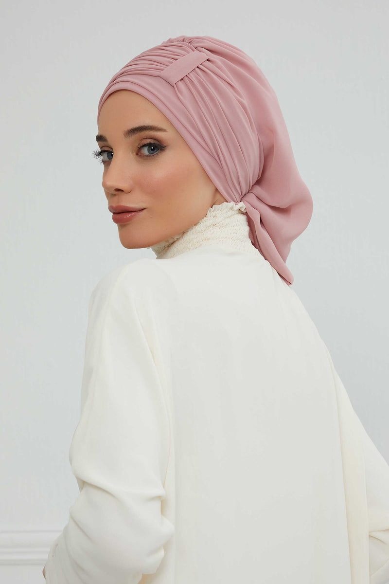 Instant Turban Chiffon Schal Kopf Turbane für Frauen Kopfbedeckung Stilvolles elegantes Design, HT-107