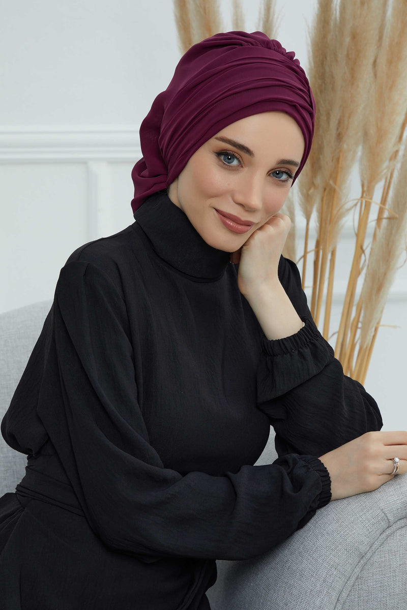 Instant Turban Chiffon Schal Kopf Turbane für Frauen Kopfbedeckung Stilvolles elegantes Design, HT-107