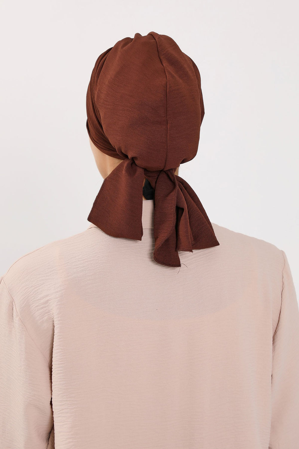 Pleated Instant Turban Aerobin Scarf Head Wrap, Belted Turban Bonnet for Women, Chic Design Instant Turban Hijab Chemo Headwear,B-86A Brown
