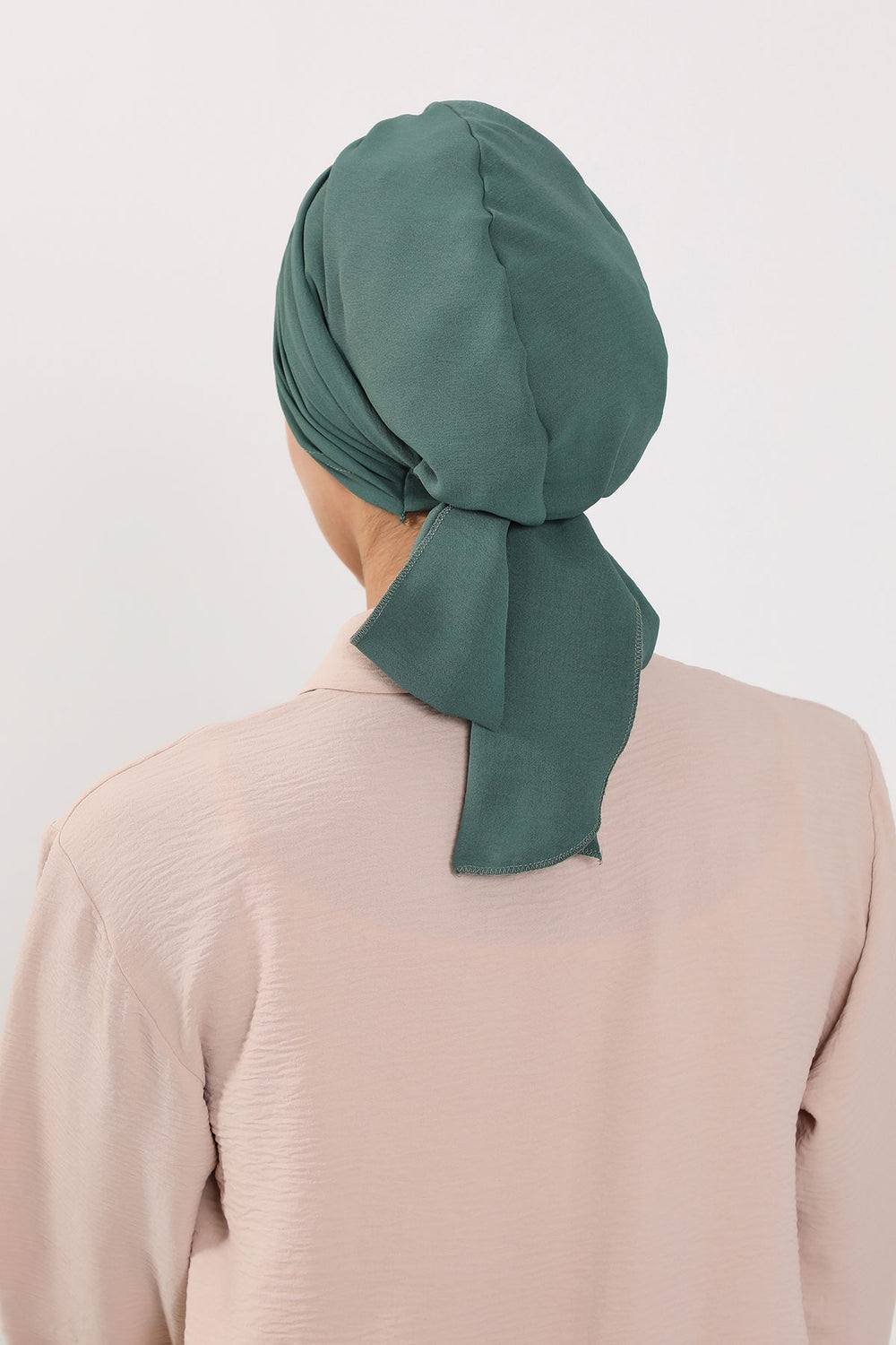 Pleated Instant Turban Aerobin Scarf Head Wrap, Belted Turban Bonnet for Women, Chic Design Instant Turban Hijab Chemo Headwear,B-86A Light Green