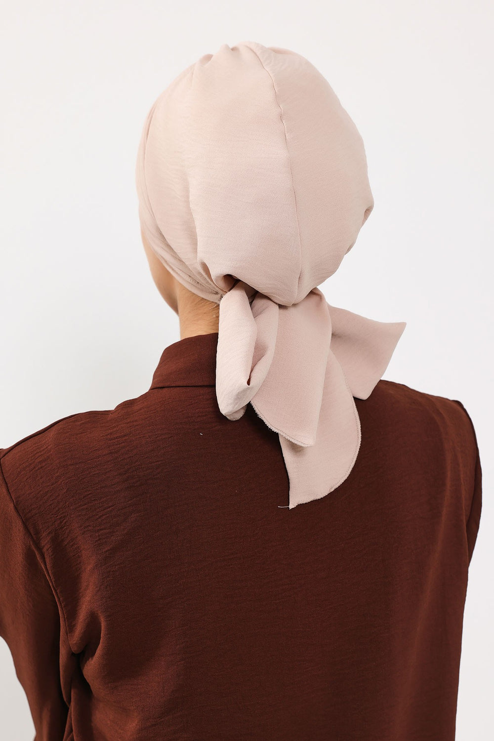 Pleated Instant Turban Aerobin Scarf Head Wrap, Belted Turban Bonnet for Women, Chic Design Instant Turban Hijab Chemo Headwear,B-86A Stone