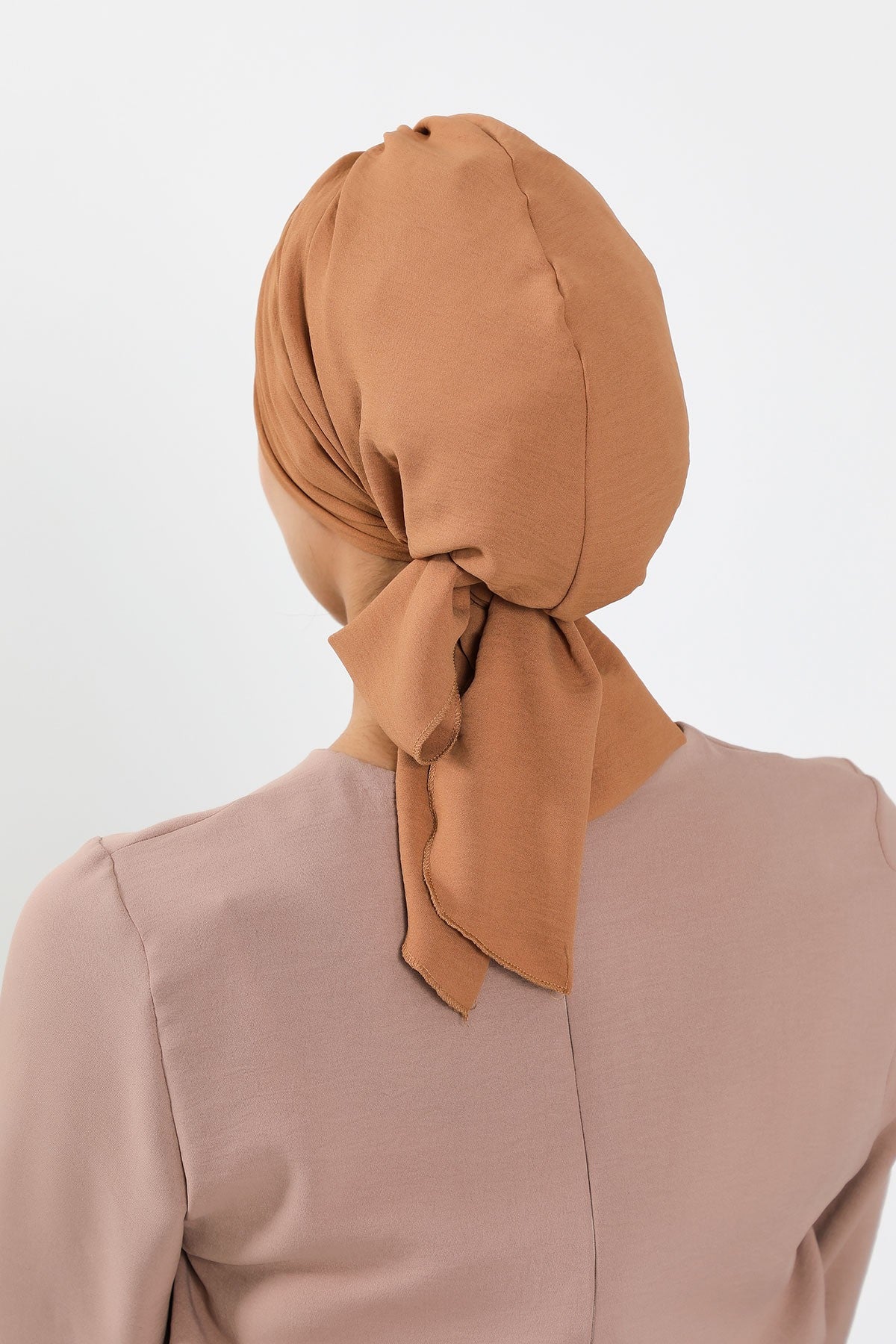 Pleated Instant Turban Aerobin Scarf Head Wrap, Belted Turban Bonnet for Women, Chic Design Instant Turban Hijab Chemo Headwear,B-86A Camel