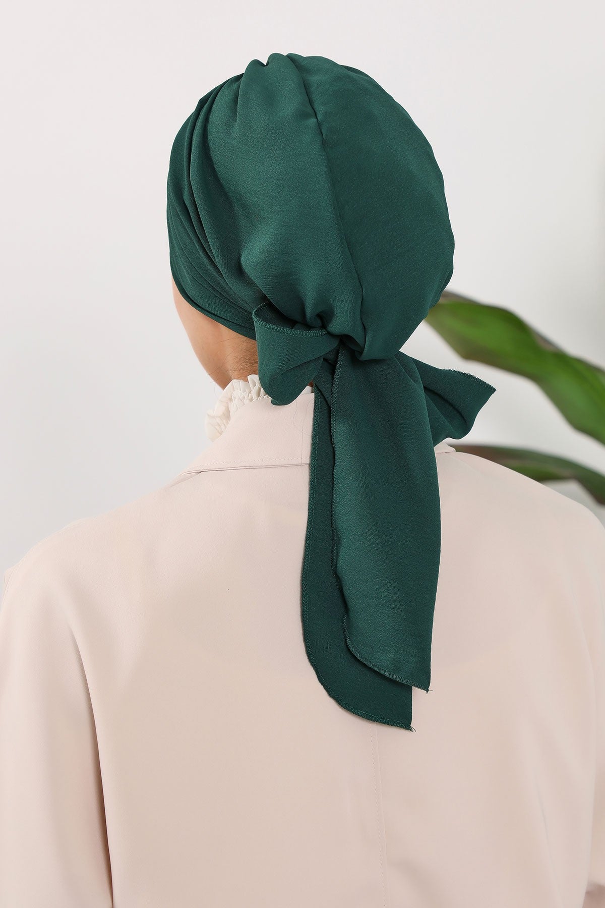 Pleated Instant Turban Aerobin Scarf Head Wrap, Belted Turban Bonnet for Women, Chic Design Instant Turban Hijab Chemo Headwear,B-86A Dark Green