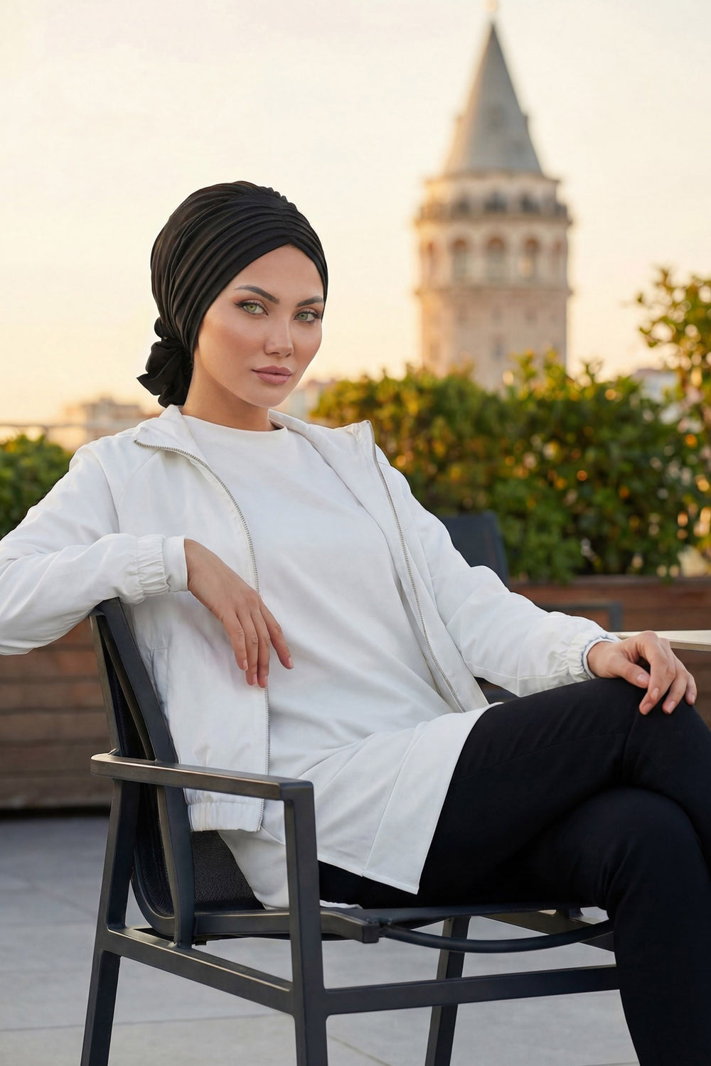 Pleated Instant Turban Aerobin Scarf Head Wrap, Belted Turban Bonnet for Women, Chic Design Instant Turban Hijab Chemo Headwear,B-86A Black
