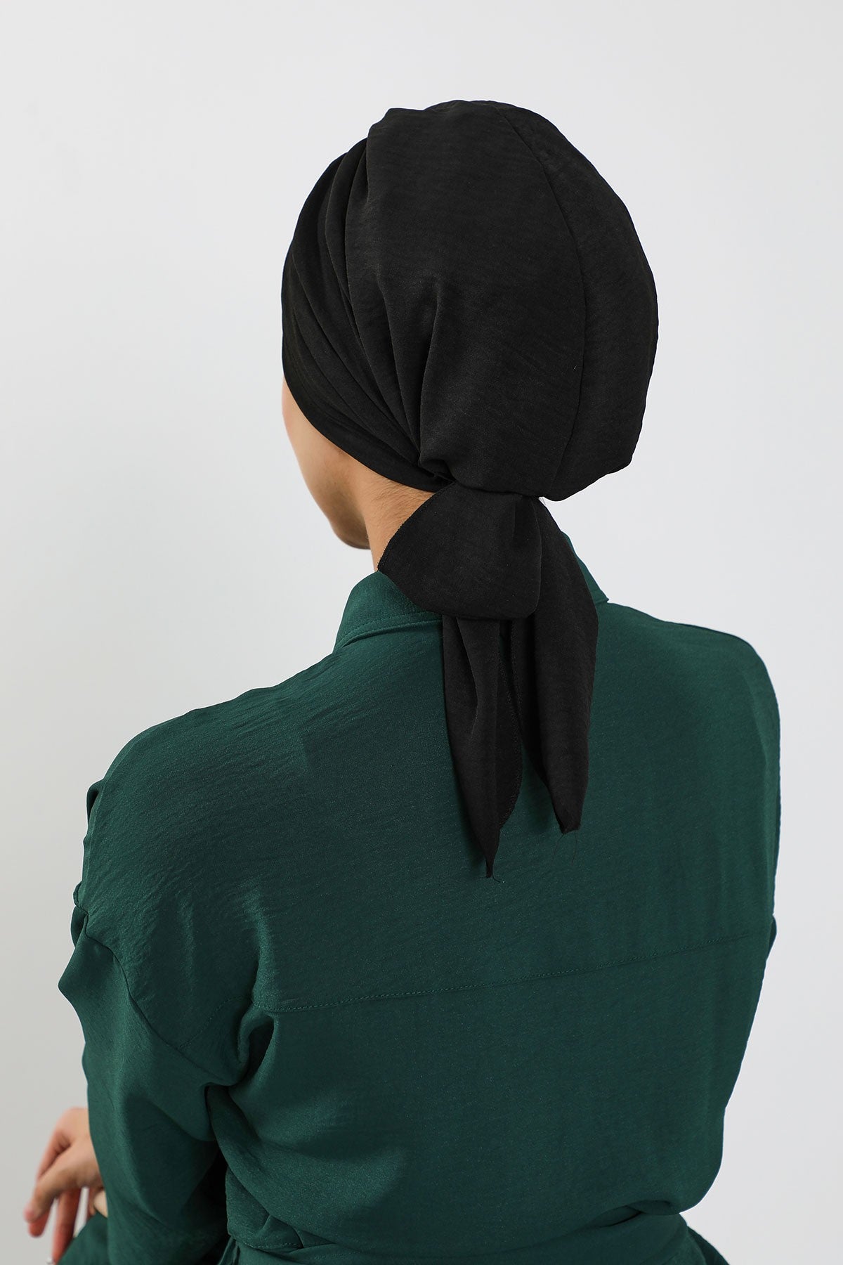 Pleated Instant Turban Aerobin Scarf Head Wrap, Belted Turban Bonnet for Women, Chic Design Instant Turban Hijab Chemo Headwear,B-86A Black