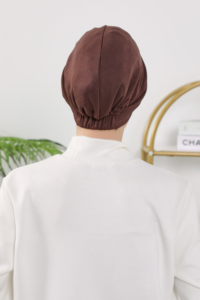 Pleated Instant Turban Hijab for Women, Soft Double Face Fabric Ready to Wear Modest Head Cover,B-19O