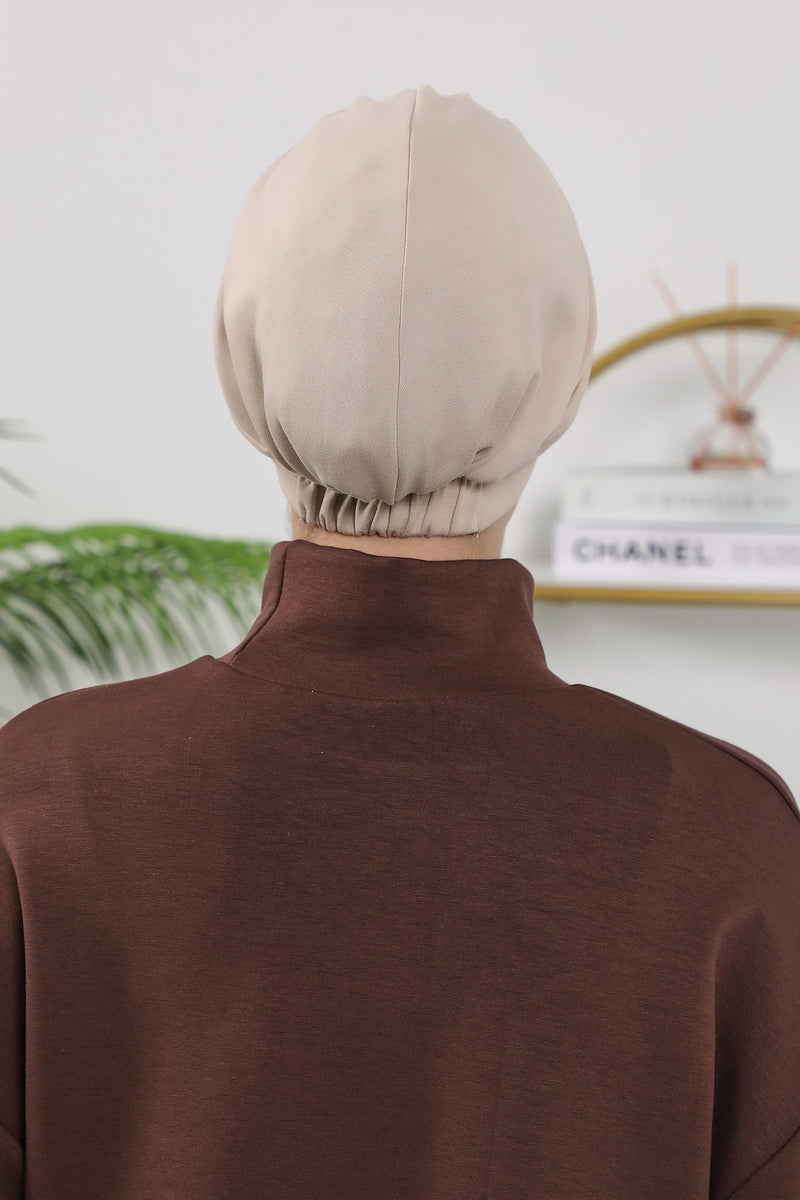 Pleated Instant Turban Hijab for Women, Soft Double Face Fabric Ready to Wear Modest Head Cover,B-19O