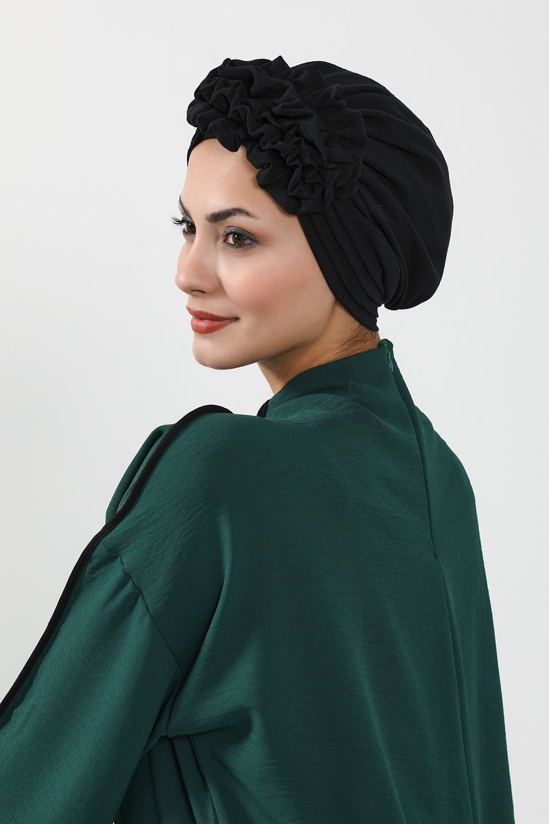 عمامة فورية مطوية مصنوعة من قماش إيروبين عالي الجودة، حجاب عمامة أنيق مقاوم للتجاعيد، غطاء رأس بغطاء رأس كيميائي سهل الالتفاف، B-74A