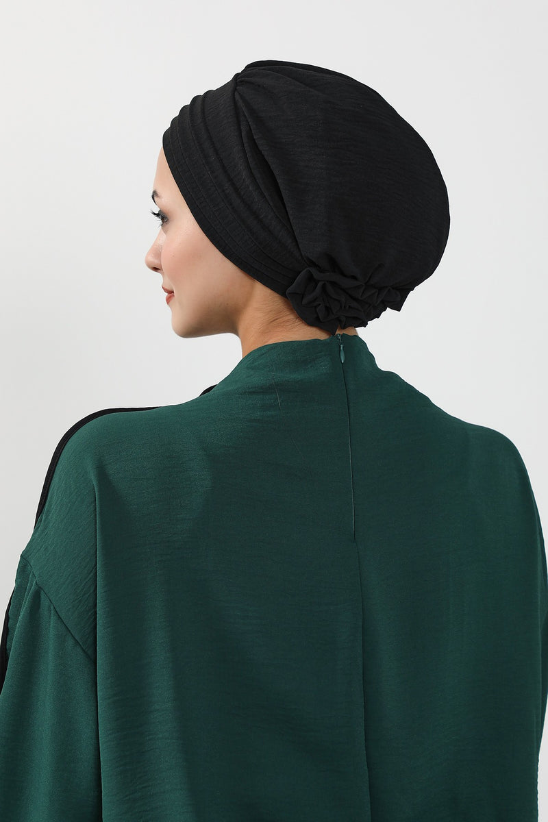 عمامة فورية مطوية مصنوعة من قماش إيروبين عالي الجودة، حجاب عمامة أنيق مقاوم للتجاعيد، غطاء رأس بغطاء رأس كيميائي سهل الالتفاف، B-74A