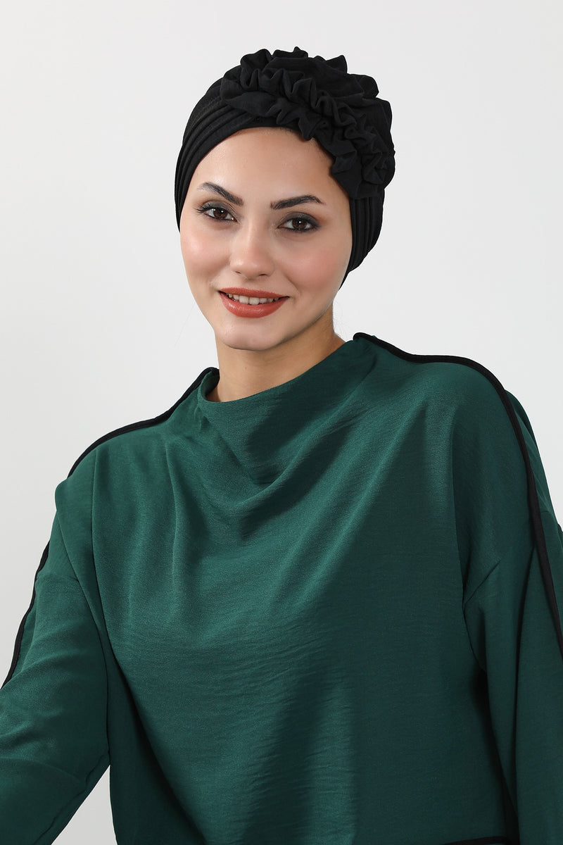 عمامة فورية مطوية مصنوعة من قماش إيروبين عالي الجودة، حجاب عمامة أنيق مقاوم للتجاعيد، غطاء رأس بغطاء رأس كيميائي سهل الالتفاف، B-74A