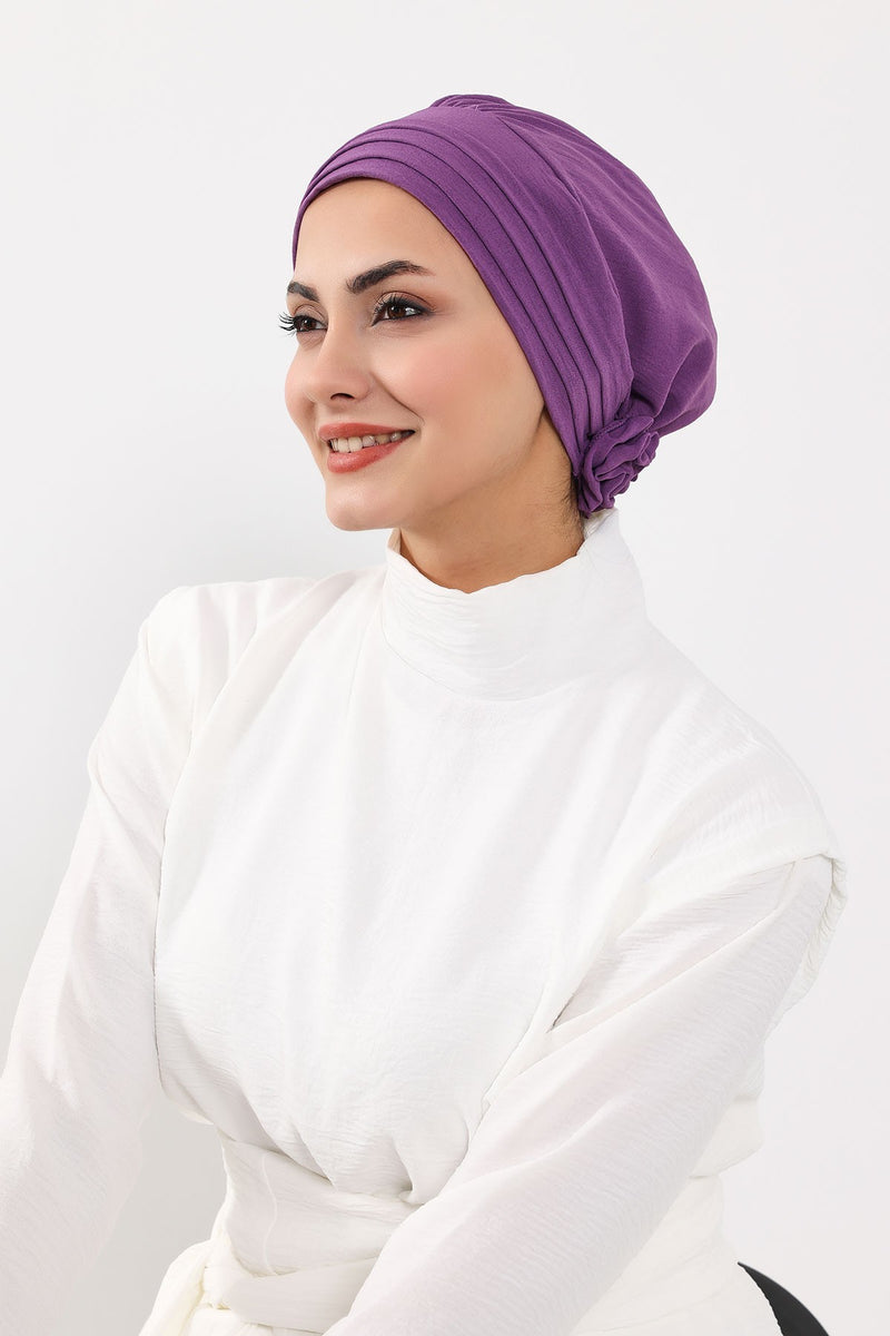 عمامة فورية مطوية مصنوعة من قماش إيروبين عالي الجودة، حجاب عمامة أنيق مقاوم للتجاعيد، غطاء رأس بغطاء رأس كيميائي سهل الالتفاف، B-74A