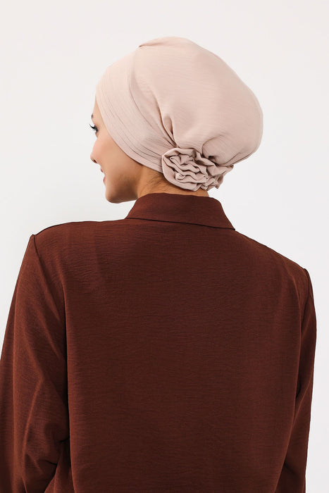 Plissierter Instant-Turban aus hochwertigem Aerobin-Stoff, knitterfreier, stylischer Turban-Hijab, leicht zu wickelnde Chemo-Haube, B-74A
